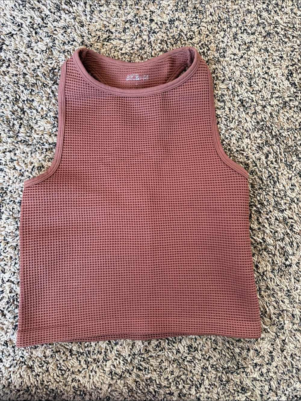 BKE Brown Waffle Knit Tank Top